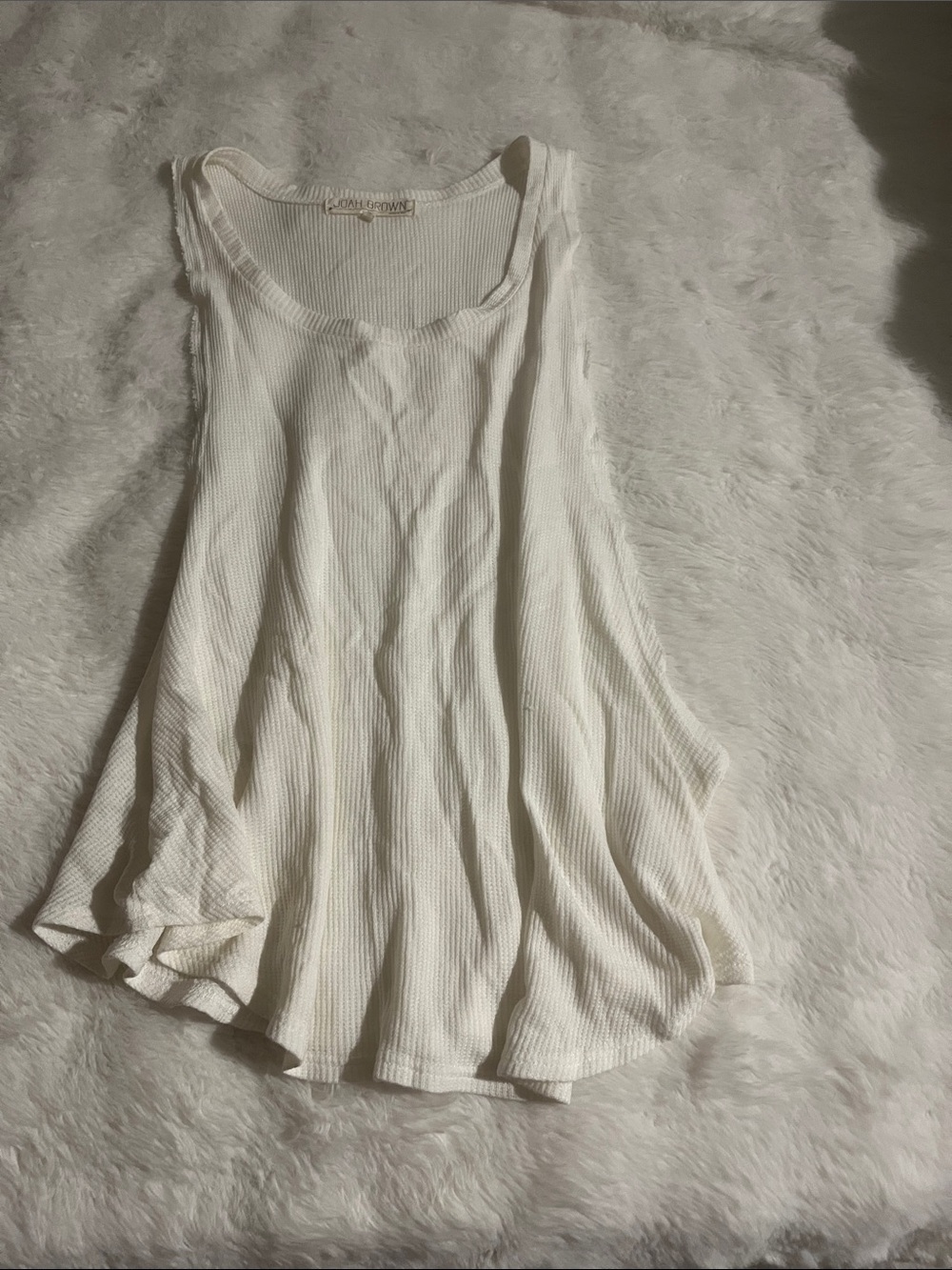 Joah Brown Cream Ribbed Flowy Tank Top